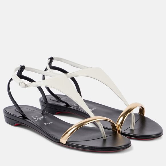 Christian Louboutin ATHINITA Athina T Strap Flat Gladiator Sandals Shoes - Picture 1 of 14